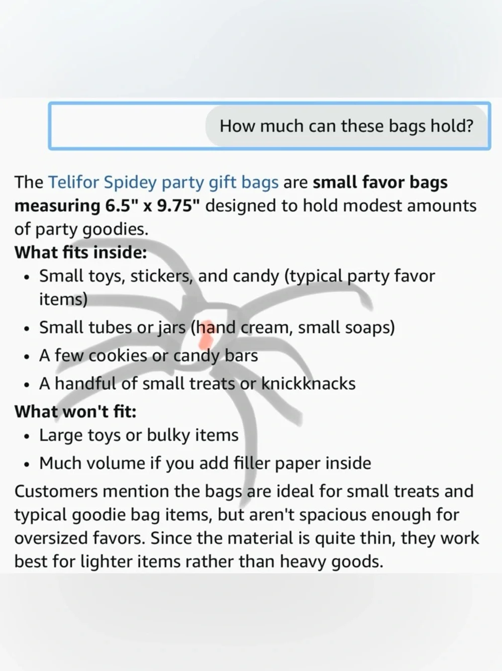 Spider-Man Themed Party Favor Bags